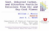 Soot, Unburned Carbon, and Ultrafine Particle Emissions from Air and Oxy-Coal Flames