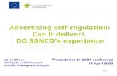 Advertising self-regulation: Can it deliver?  DG SANCO’s experience