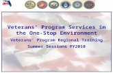 Veterans’ Program Services in the One-Stop  Environment Veterans’ Program Regional Training