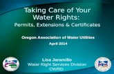 Taking Care of Your Water Rights:  Permits, Extensions & Certificates