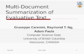 Multi-Document Summarization of Evaluative Text