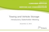 Towing and Vehicle Storage  Introductory Stakeholder Meeting