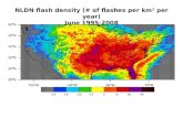 NLDN flash density (# of flashes per km 2  per year) June 1995-2008