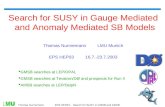 Search for SUSY in Gauge Mediated and Anomaly Mediated SB Models Thomas Nunnemann  LMU Munich
