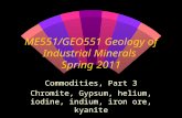 ME551/GEO551 Geology of Industrial Minerals  Spring 2011