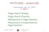 PHYS 5326 – Lecture #20
