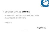IP AUDIO CONFERENCE PHONE 2033  CUSTOMER OVERVIEW April 2005