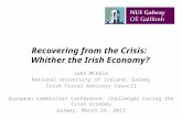 Recovering from the Crisis:  Whither the Irish Economy?