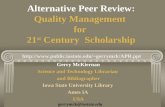 Alternative Peer Review : Quality Management  for  21 st  Century  Scholarship