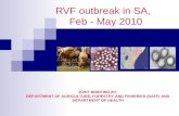 RVF outbreak in SA,   Feb - May 2010