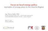 Focus on  local energy  policy: examples  of  energy plans  in the Marche  Region