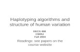 Haplotyping algorithms and structure of human variation