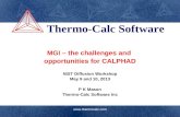 MGI – the challenges and  opportunities for CALPHAD NIST Diffusion Workshop May 9 and 10, 2013