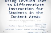 Using Leveled Text to Differentiate Instruction for Students in the Content Areas
