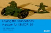 Laying the foundations  A paper for ISMOR 20