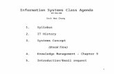 Information Systems Class Agenda 07 /04/06 Sock Hwa Chung 1.Syllabus 2.IT History