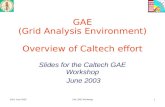 GAE (Grid Analysis Environment) Overview of Caltech effort
