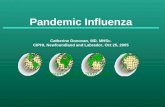 Pandemic Influenza Catherine Donovan, MD. MHSc. CIPHI, Newfoundland and Labrador, Oct 25, 2005