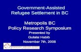 Government-Assisted Refugee Settlement in BC Metropolis BC  Policy Research Symposium