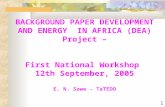 BACKGROUND PAPER DEVELOPMENT AND ENERGY  IN AFRICA (DEA) Project – First National Workshop