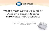 What’s Math Got to Do With It? Academic Coach Meeting MILWAUKEE PUBLIC SCHOOLS
