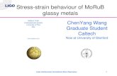 Stress-strain behaviour of MoRuB glassy metals