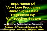 I mportance Of  Very Low Frequency Radio Signal Data Registered By  V LF -receiver System