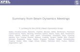 Summary from Beam Dynamics Meetings T. Limberg for the (XFEL) Beam Dynamics Group