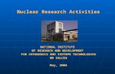 Nuclear Research Activities NATIONAL INSTITUTE  OF RESEARCH AND DEVELOPMENT