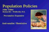 Population Policies John Trites Horton HS – Wolfsville, N.S.