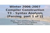 Winter 2006-2007 Compiler Construction T3 – Syntax Analysis (Parsing, part 1 of 2)