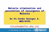 Malaria elimination and prevention of resurgence of Malaria Dr Ki- Zerbo  Georges A. WHO/AFRO