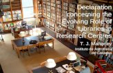 Declaration concerning the Evolving Role of Libraries in Research Centres
