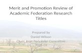 Merit and Promotion Review of Academic Federation Research Titles