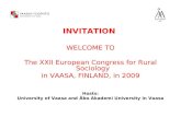 INVITATION WELCOME TO The XXII European Congress for Rural Sociology  in VAASA, FINLAND, in 2009