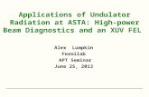 Applications of Undulator Radiation at ASTA: High-power Beam Diagnostics and an XUV FEL