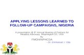 APPLYING LESSONS LEARNED TO FOLLOW-UP CAMPAIGNS, NIGERIA