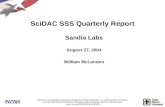 SciDAC SSS Quarterly Report