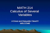 MATH 214 Calculus of Several  Variables