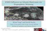 ENSO Influence on Atlantic Hurricanes via Tropospheric Warming