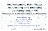 Implementing Rain Water Harvesting into Building Construction in VA