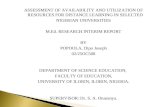 ASSESSMENT OF AVAILABILITY AND UTILIZATION OF RESOURCES FOR DISTANCE LEARNING IN SELECTED