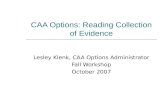 CAA Options: Reading Collection of Evidence