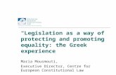“Legislation as a way of protecting and promoting equality: the Greek experience”