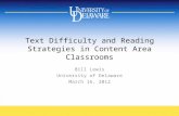 Text Difficulty and Reading Strategies in Content Area Classrooms