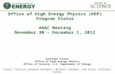 Office of High Energy Physics (HEP) Program Status AAAC Meeting November 30 – December 1, 2012