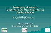 Developing eResearch: Challenges and Possibilities for the Social Sciences