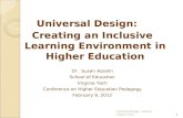Universal Design:    Creating an Inclusive Learning Environment in Higher Education