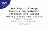 Investing in Change:  Towards Sustainable Economic and Social Policy after the Crisis