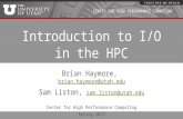 Introduction to I/O in the HPC Environment